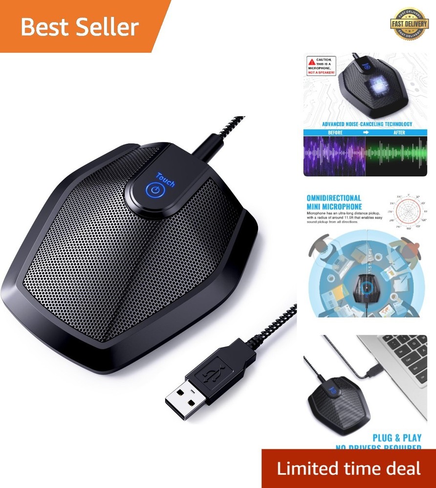 Omnidirectional USB Microphone with Mute Function for Clear Video Conferencing