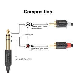 Audiowave Series 9FT Tangle-Free TRS to RCA Stereo Cable – Crystal Audio Quality