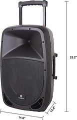 PRORECK Freedom 15 Loudspeaker 800W Portable Trolley DJ Stage Gig Wireless Mic