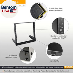 10U Desktop Rack for Audio & Network Devices 19 Inch 2 Post Open Frame Shelf wit