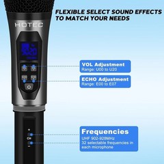 UHF Dual Wireless Microphones, Cordless Dynamic Handheld Mics with Echo & Vol…