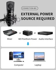 SUUNTOK XLR Condenser Microphone Recording – Studio Recording Podcast Stream A3