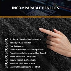 12- 96 Acoustic Foam Panel Wedge Studio Soundproofing Wall Tiles 12″X12″X1″ Blue