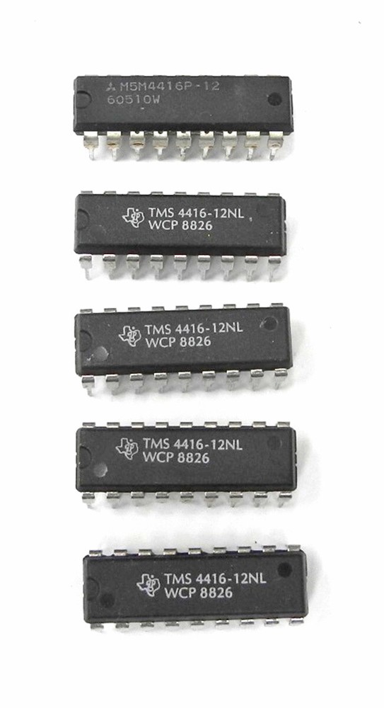 Lot FIVE NOS Unused Texas Instruments / Mits. TMS4416-12NL 4416 RAM IC’s. B113