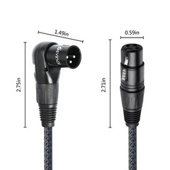 Right Angle XLR Cable, Adjustable-Angle Male to Straight Female Microphone Ca…