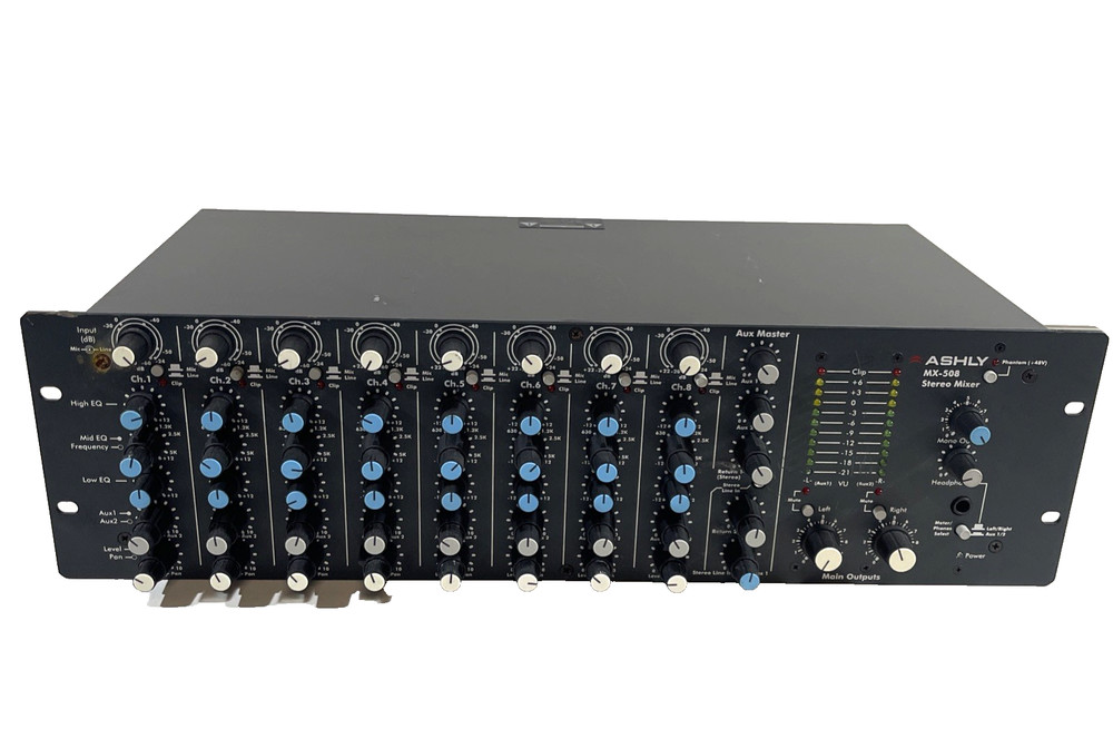 Ashly MX-508 (MX508) 8-Input Stereo Mic/Line Mixer W/POWERCORD