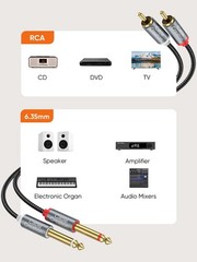 CableCreation RCA to 1/4 Cable, Dual inch TS 3FT, Black