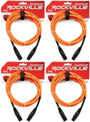 4 Rockville RCXFM10P-O Orange 10′ Female to Male REAN XLR Mic Cables 100% Copper