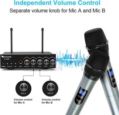 Dual Channel Wireless Handheld Microphone,Easy-to-use Karaoke Wireless