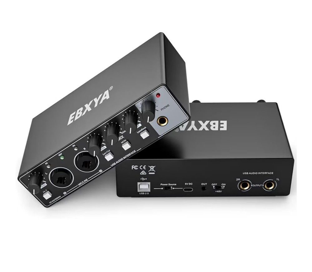 EBXYA 2i2 USB Audio Interface for PC Recording, 24-bit/192kHz Plug and Play
