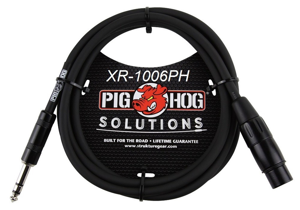 6ft 1/4″ TRS Male to XLR 3-Pin Female Shielded Balanced PigHog Audio Cable