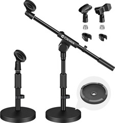 Microphone Stand Desk Adjustable: Boom Arm Mic Stand Desktop with 2 Mic Clips…