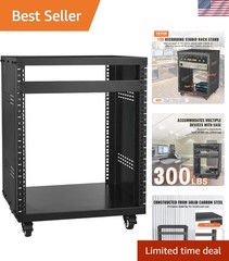 12U AV Rack Stand with Caster Wheels, Component Rack Cabinet Recording Studio…