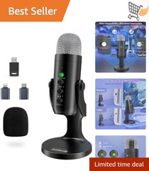 Wireless Microphone Condenser Podcast Mic for YouTube Streaming ASMR