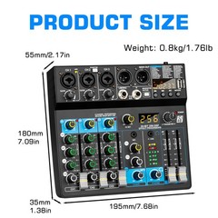 Professional Audio Mixer Digital FX 256-Bit DSP USB Bluetooth MP3 Computer DJ Mi