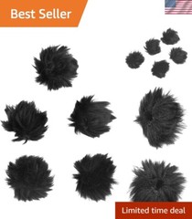 Black Artificial Fur Windscreen Muff Set – Enhance Lavalier Microphone Sound