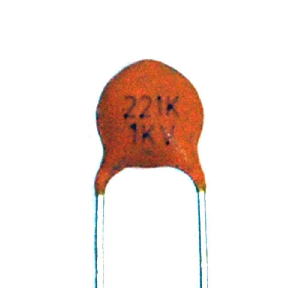 100pc Disc Ceramic Capacitor 221K 220pF 1KV K ±10% Y5P RoHS Taiwan
