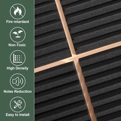 50 Pack Acoustic Foam Panels,2″X 12″ X 12″Sound Wedge 2″x12″x12″, 50P-Foam