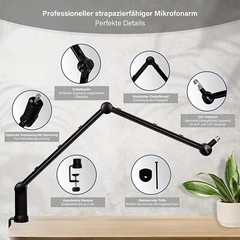 IXTECH Boom Arm-Adjustable 360° Rotatable Microphone Arm-Sturdy Stainless Steel