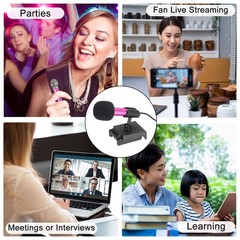 Mini Microphone Blue with Earphone, Mic Stand and Cover for Singing 1Pcs