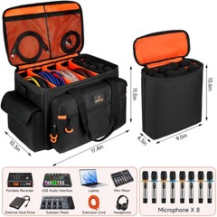 MRINCA DJ Equipment Bag, Cable Organizer Bag with 8-Slot Mic Stand Storage, L…
