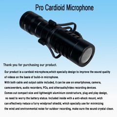 Supercardioid Camera Microphone Audio Shotgun Mic For Smartphone DSLR PC Phones