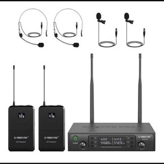 Phenyx Pro PTU-71 2B UHF Dual-Channel Wireless Headset Microphone System New