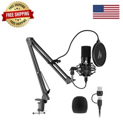 USB Condenser Microphone Kit 192kHz/24Bit Cardioid for Podcasting & Streaming