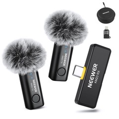 NEEWER Lavalier Wireless Microphone System, 1x USB C Receiver with OTG Adapter &