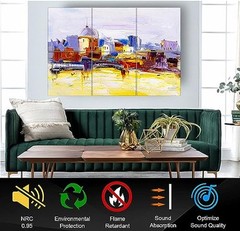 6 Pack Art Acoustic Panels Soundproof Wall Panels,72×48 inch Sound 72X48 City