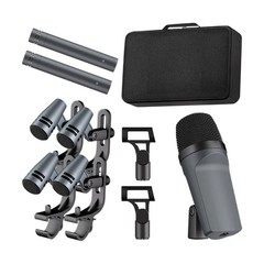 E608 7-Piece Drum Mic Kit Wired Microphone Set for Kick Snare Tom Cymbal