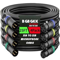 XLR Cables 25ft 4 Pack, Professional XLR Microphone Cable Male to Female, Gol…