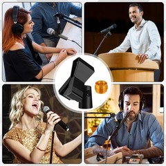 Mic Clips for Stands Set – 4 Piece Adjustable Holders with Black