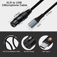 Professional 3.3ft USB-C to XLR Female Audio Cable for Crystal Clear Sound