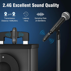 2.4G Wireless Microphone System with XLR Adapter for Dynamic Mics & Mixers