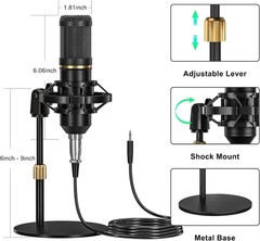 Podcast Microphone Bundle with Live Sound Card Audio Mixer, Podcast Equipment…