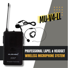 4-Channel Professional VHF Lapel / Lavalier & Headset Wireless Microphone System