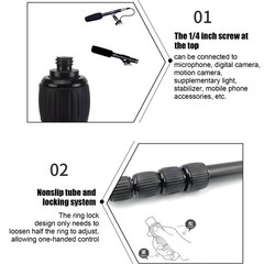 Mic Boom Arm Aluminum 5-Section With Soft Foam Handle (Portable)
