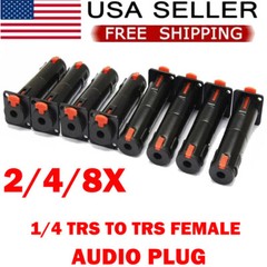 2/4/8 Black Solderless 1/4 TRS to TRS Female Locking Jacks Plug For D Pedalboard