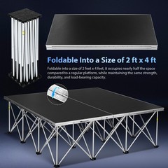 4 ft x 4 ft 16 sq. Foldable Portable Stage Platform Modular 16” High Anti-Slip