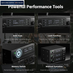 Phenyx Pro Wireless Microphone System, Dual Two Handheld Mics, Black