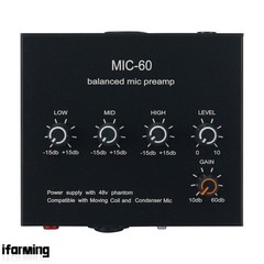 MIC-60 Microphone Preamplifier 60dB Gain 48V Phantom Power EQ Adjustable