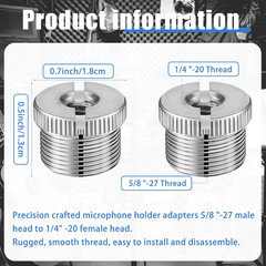 6-Pack 5/8″ Male to 1/4″ Female Mic Screw Adapters for Tripods