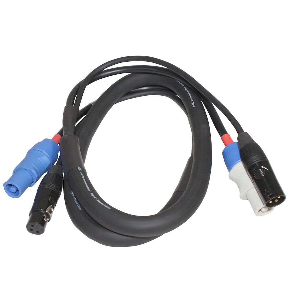 Pro X 10′ Ft Dual 14AWG Powerkon to Dual DMX Combo Link Jumper Cable