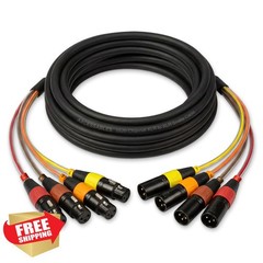 AxcessAbles 20ft 4 Channel XLR Snake Cable Color Coded