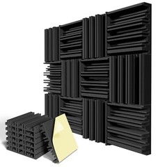 12 Pack Acoustic Foam Panels 12x12x2″ Soundproofing for Home Studio-Black