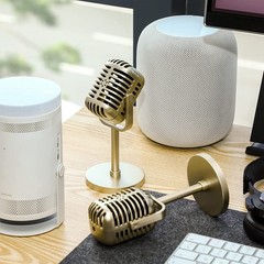 4Pcs Retro Microphone Props Model Microphone Stage Table Decor Gold J6Q24216