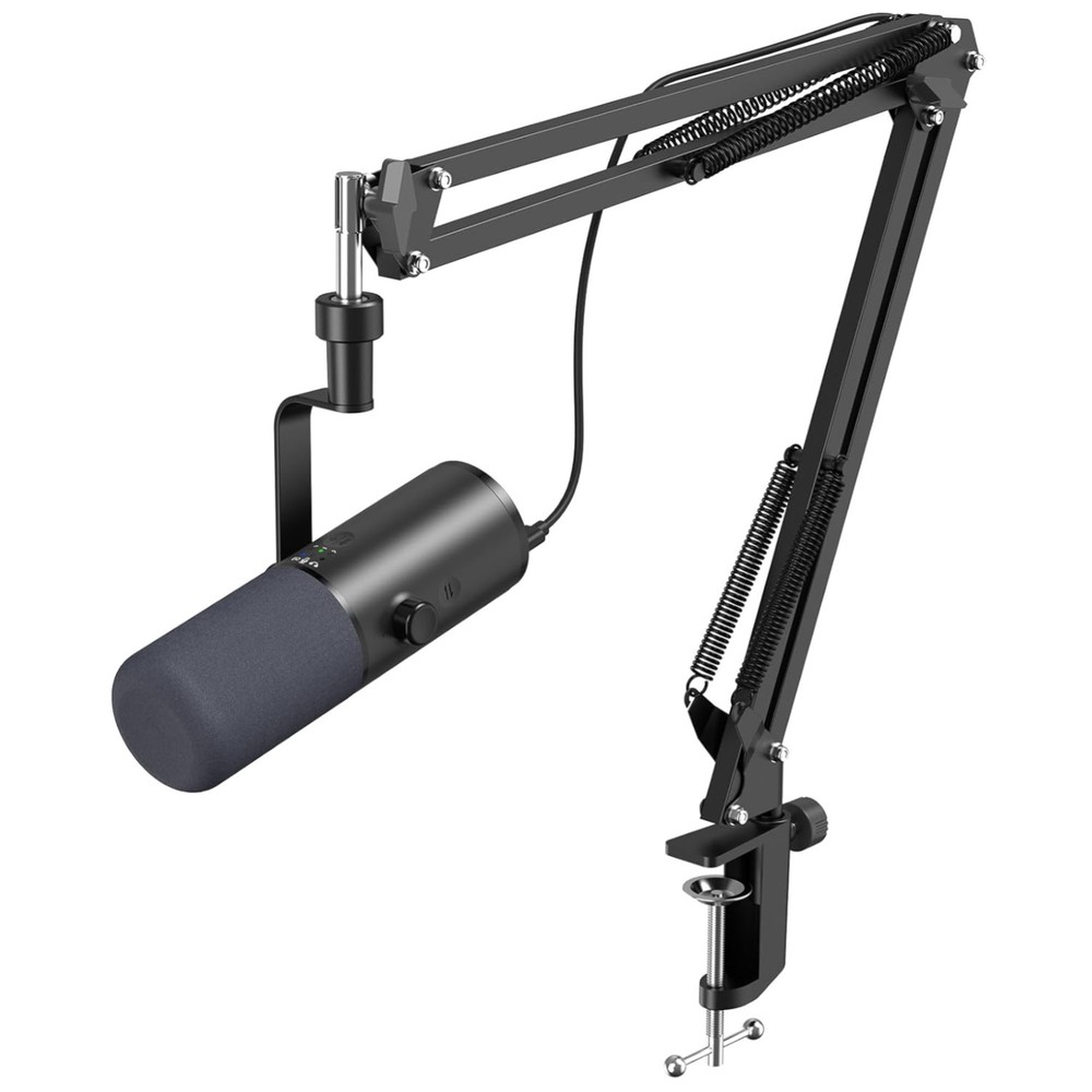 Black Microphone with Volume Control & Noise Reduction