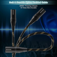 6Ft 2Pack XLR to 1/4 Inch TRS to XLR Nylon Braided Male to Male Microphone Cable