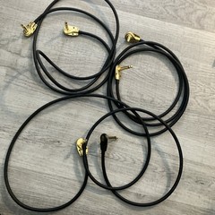 NEW gold pancake right-angle Eminence connectors, 1/4″ TS, 5ft Cables Guitar/Amp